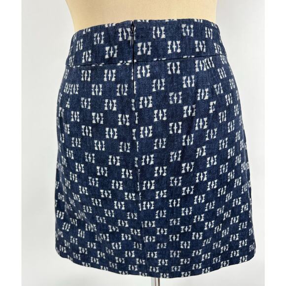 Vintage Y2K Gap Size 10 Medium Low-Rise Mini Skirt Thick Fabric Blue Geometric - Picture 2 of 6